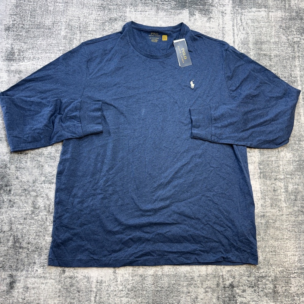 Polo Ralph Lauren‎ Shirt Mens XL Heather Blue Long Sleeve T-Shirt Pony Classic